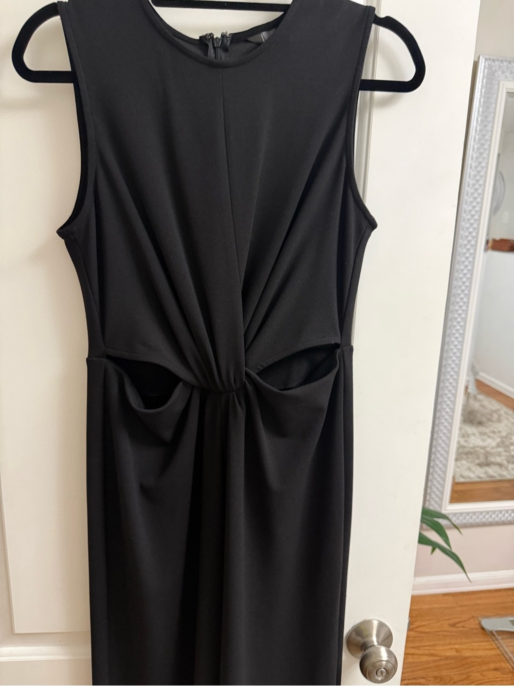 Woman's Black Twist-Front Cutout Pantsuit